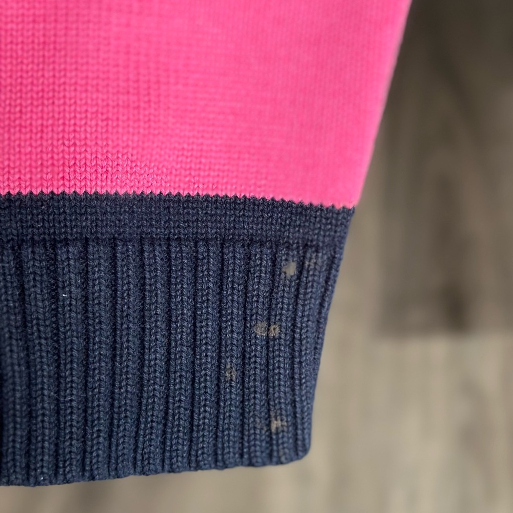 Lauren Ralph Lauren Pink Navy Striped Collared Rugby Long Sleeve Sweater Shirt - Picture 9 of 12